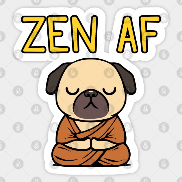 Cute Zen AF Meditating Cartoon Monk Pug Dog Sticker by Elvdant